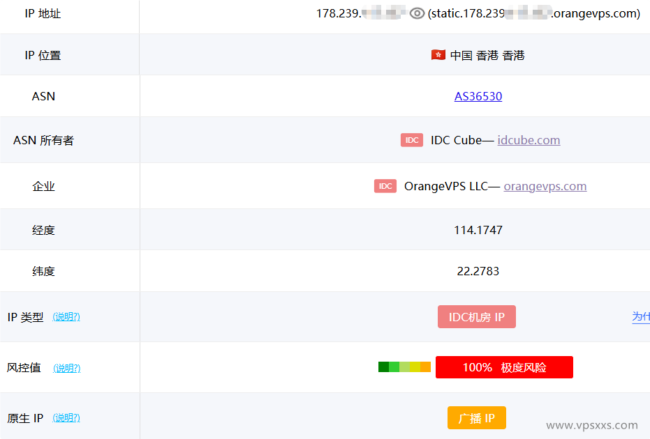 OrangeVPS日本东京VPS ping0.cc是否家庭IP检测
