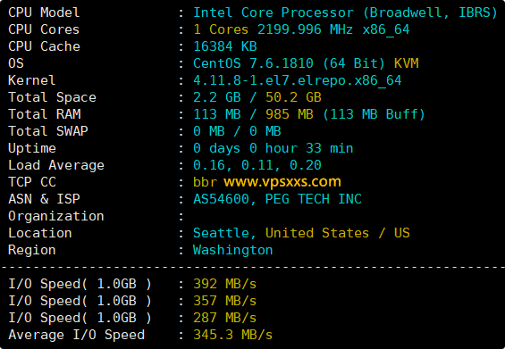 RAKsmart美国西雅图国际BGP VPS硬件测试