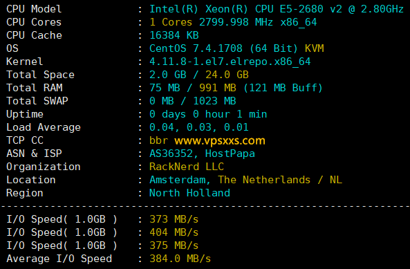 RackNerd荷兰VPS硬件测试