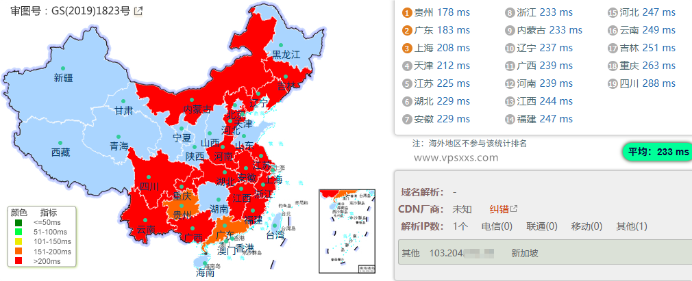 StarryDNS新加坡VPS国内ping