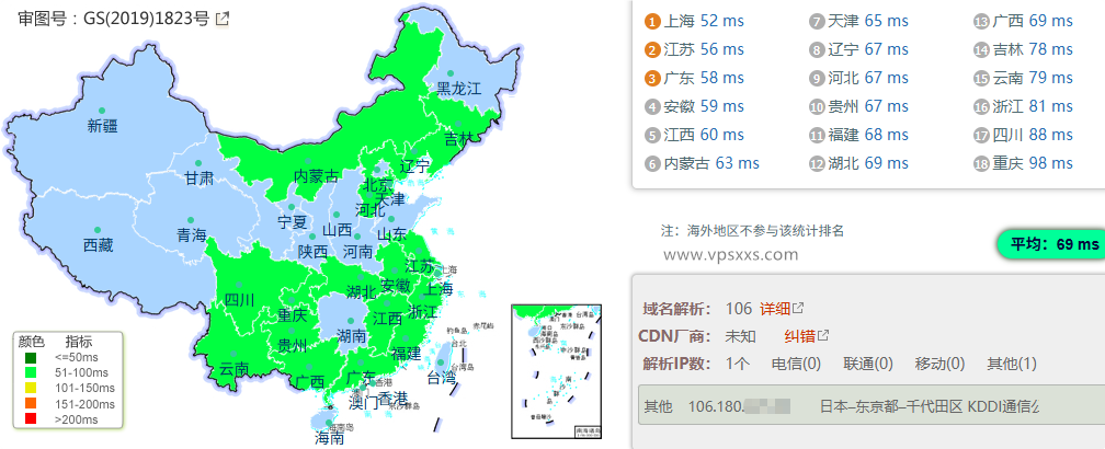 Tokyonline日本KDDI VPS国内ping