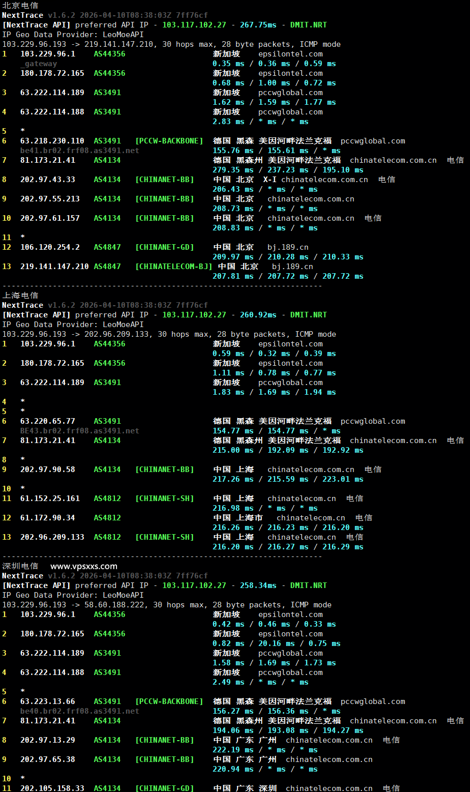 WePC新加坡家宽TK直播VPS电信回程路由