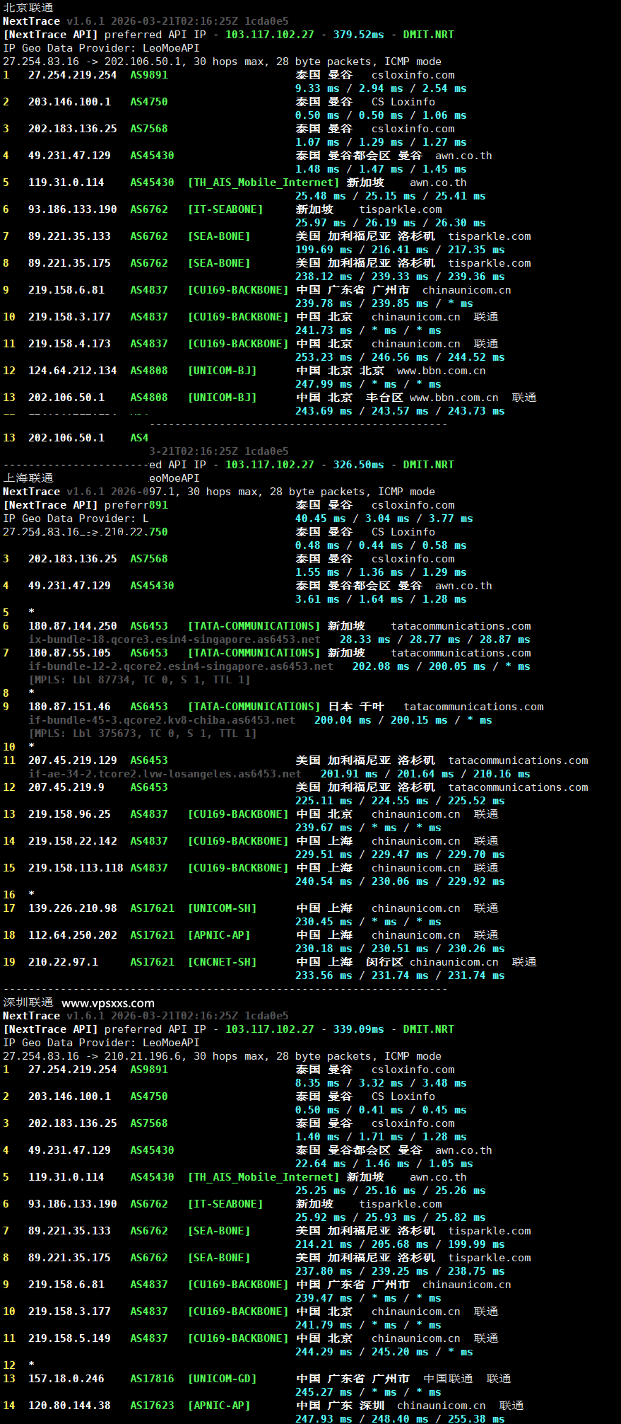 WePC泰国TikTok专用VPS联通回程路由