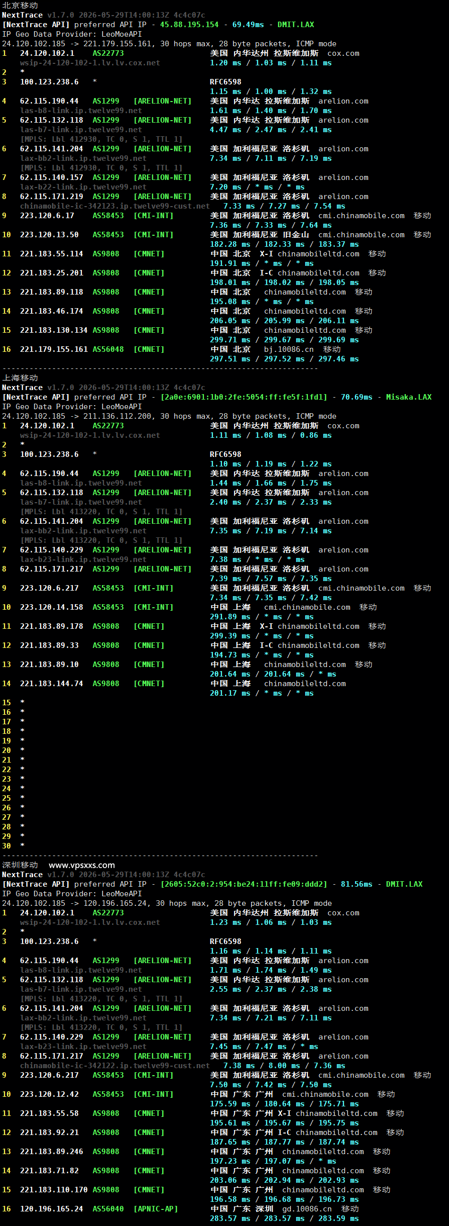 NovixLink美国Cox真家宽IP VPS移动回程路由