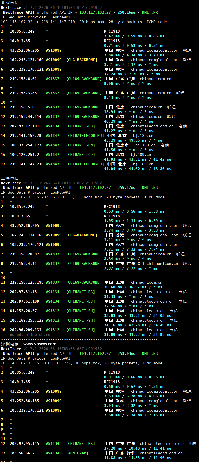 VPS.CAT香港三网直连VPS电信回程路由