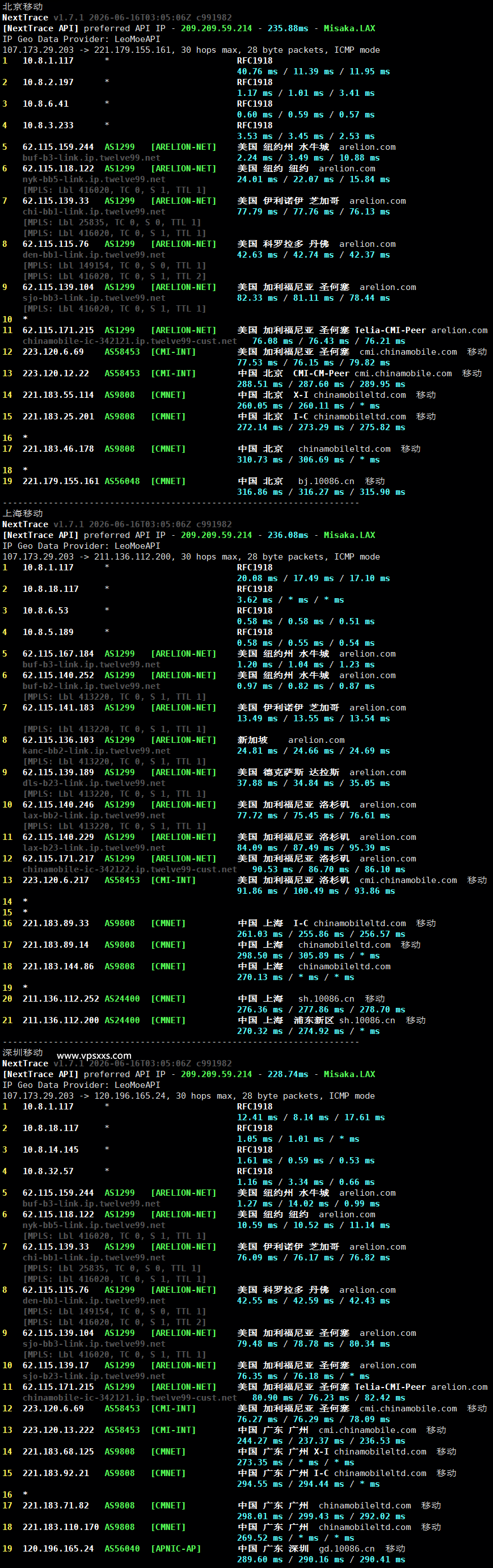 DediRock美国纽约VPS移动回程路由