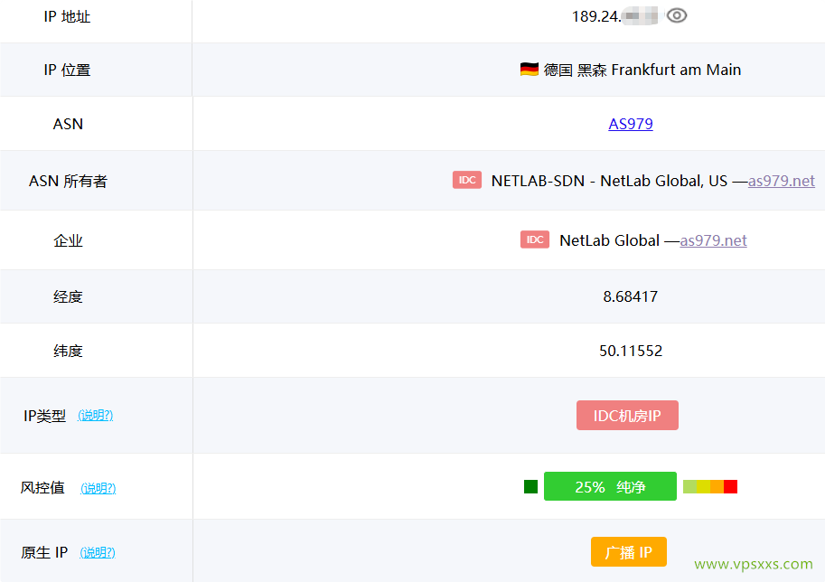 NovixLink德国VPS ping0是否家庭IP检测
