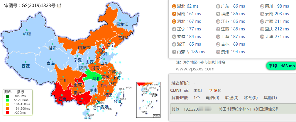 VPS.CAT美国NTT双ISP VPS到国内的延迟速度测试
