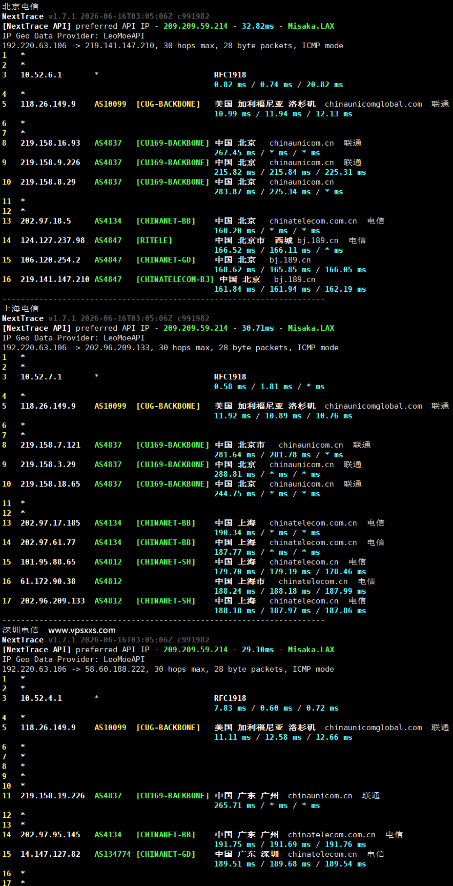 VPS.CAT美国NTT双ISP VPS电信回程路由