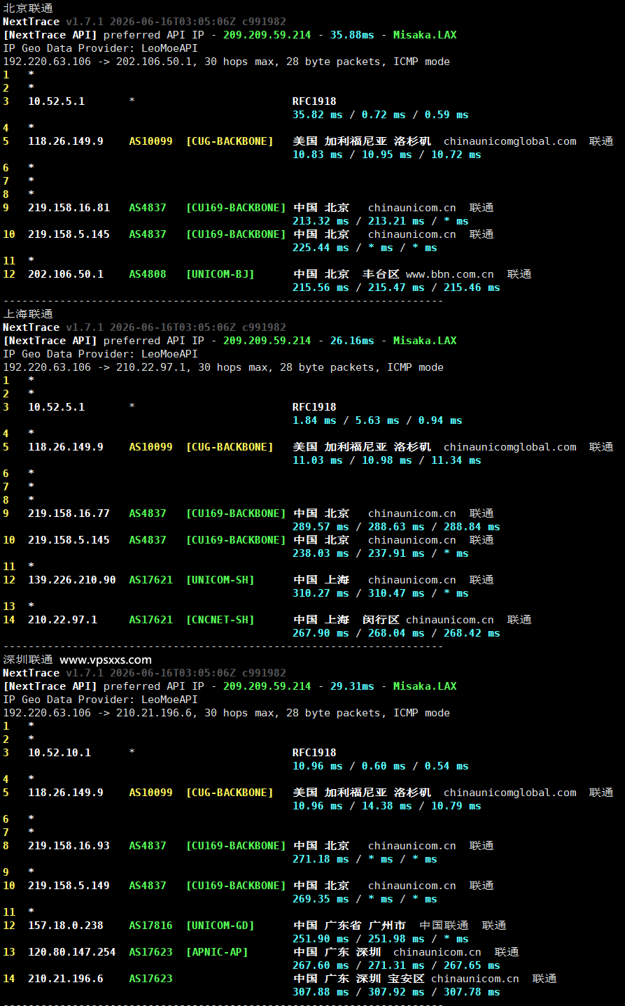 VPS.CAT美国NTT双ISP VPS联通回程路由