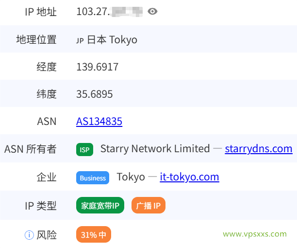HHost日本VPS是否住宅IP检测