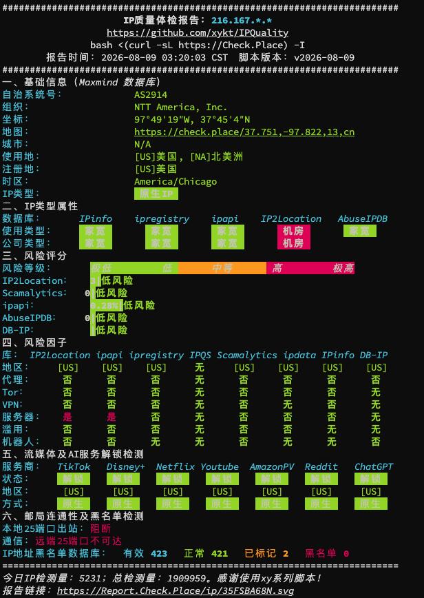 NovixLink补货NTT住宅IP检测【商家提供】20260809