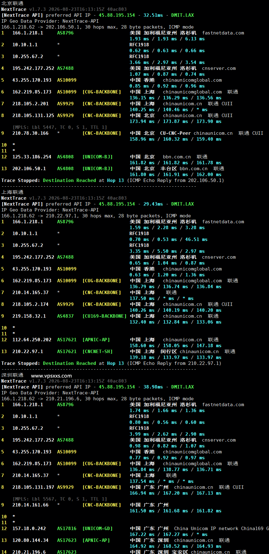 QQG.NET美国9929 VPS联通回程路由