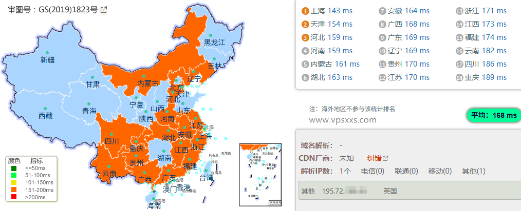 QQG.NET美国洛杉矶BGP VPS到国内的延迟速度测试