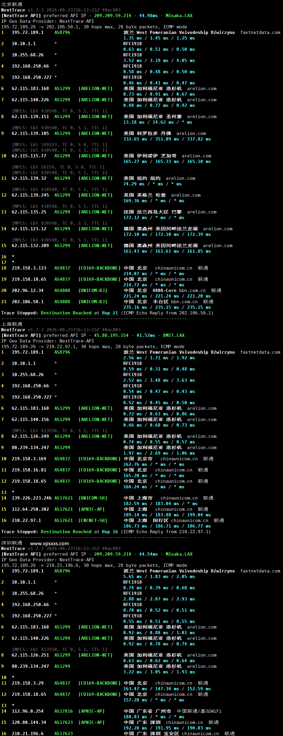 QQG.NET美国洛杉矶BGP VPS联通回程路由