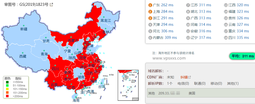 BageVm香港VPS到内地的延迟速度测试