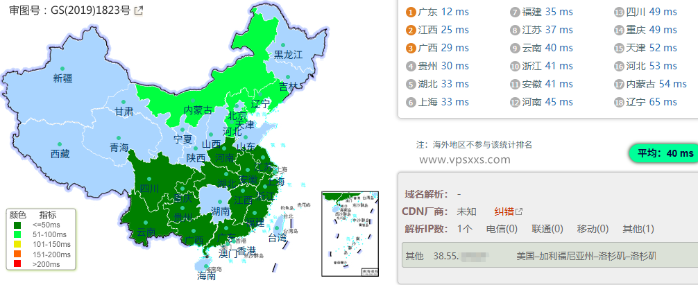 HHost香港优化线路VPS到内地的延迟速度测试