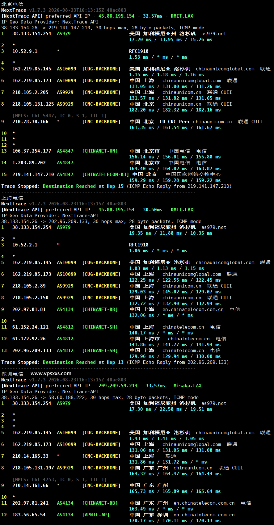 NovixLink美国IDC双程优化VPS电信回程路由