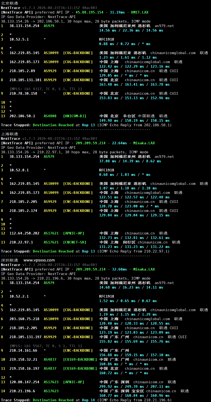 NovixLink美国IDC双程优化VPS联通回程路由