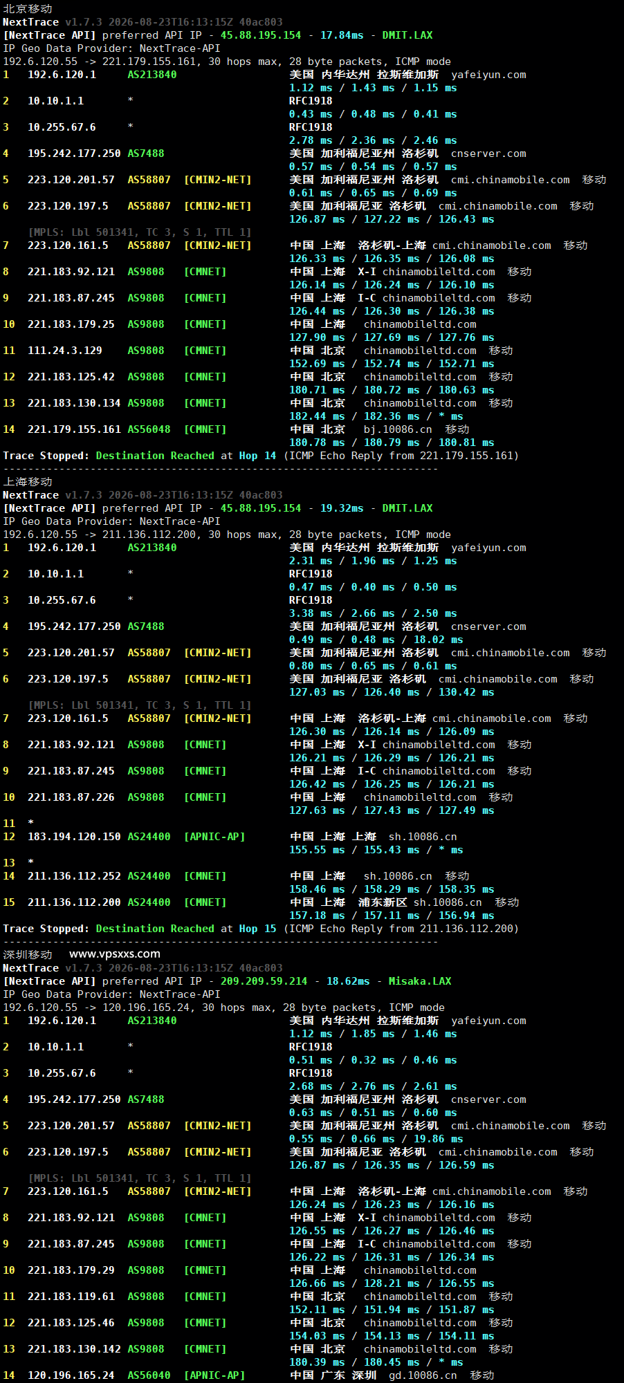 QQG.NET美国CN2 GIA VPS移动回程路由