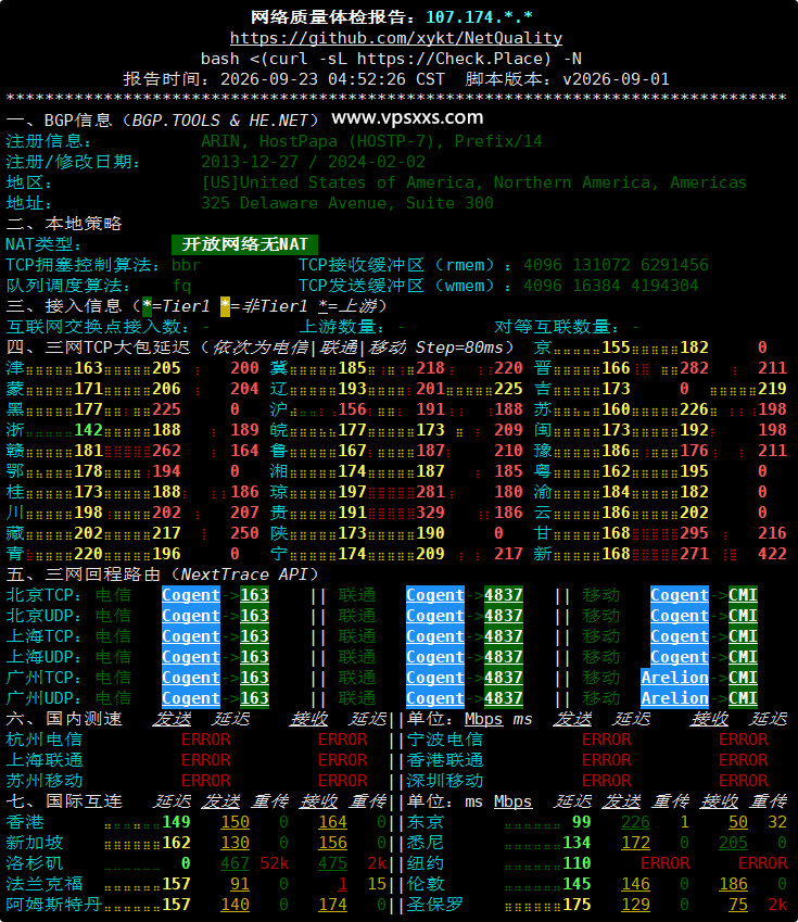ServerHost美国洛杉矶VPS网络质量体检报告