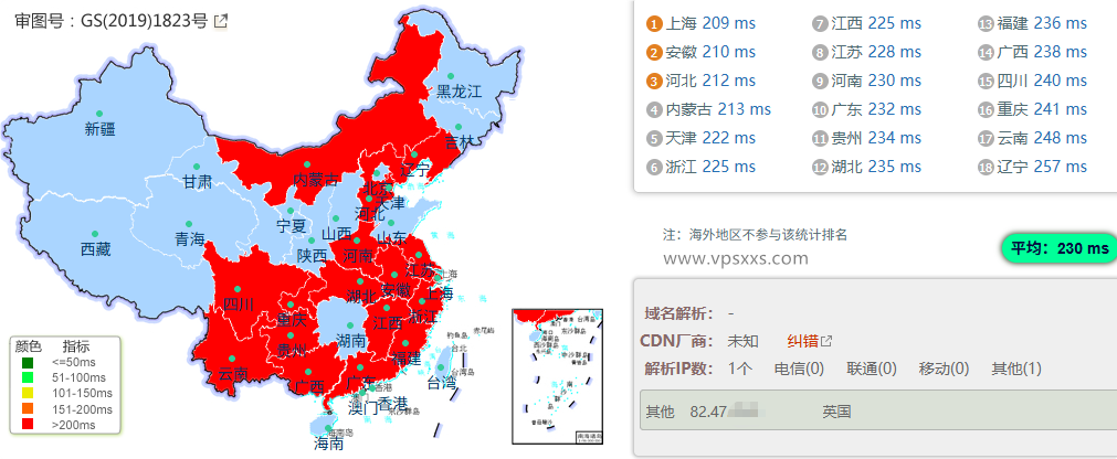 WePC英国原生家宽VPS到国内的延迟速度测试