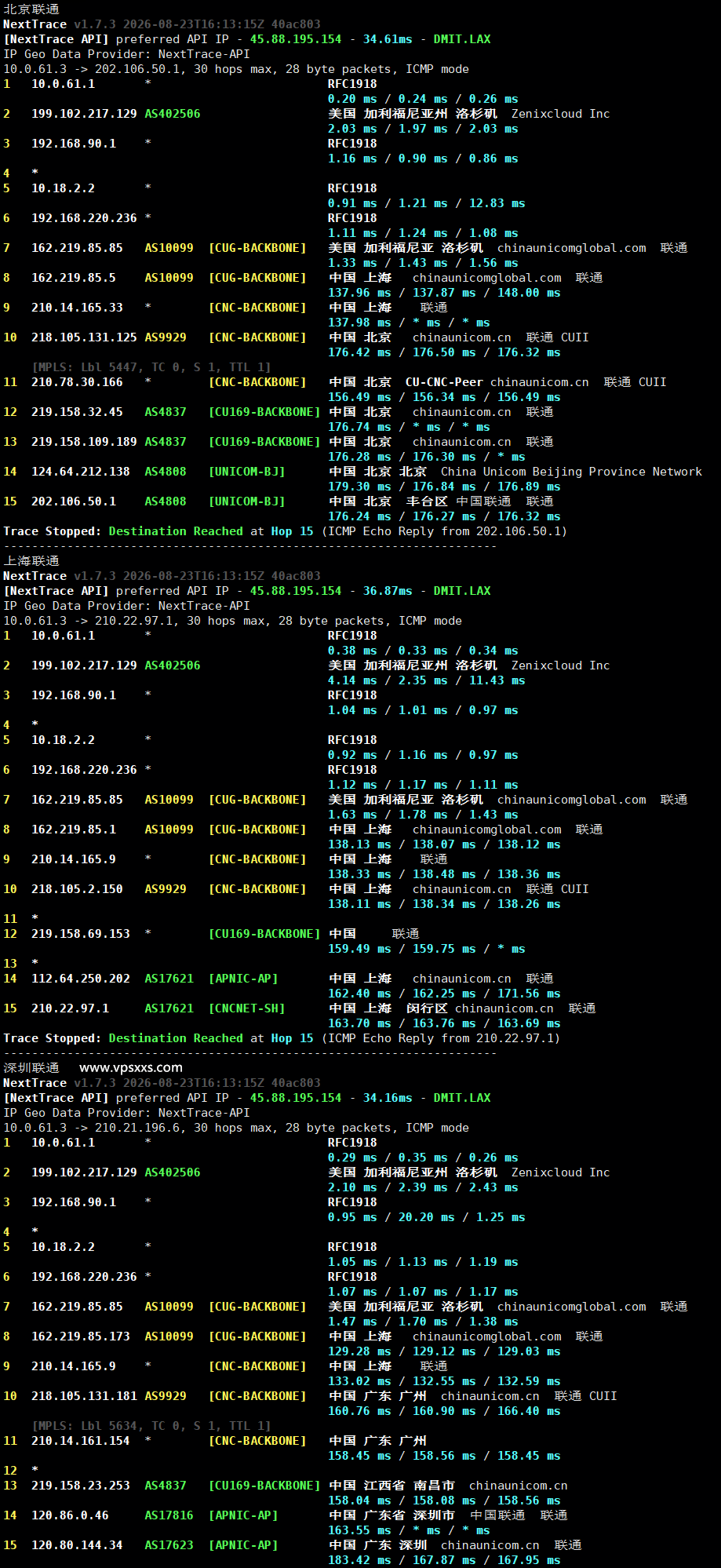 JoysolData美国洛杉矶精品A VPS联通回程路由