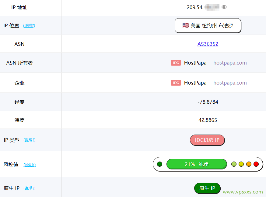 ServerHost美国纽约VPS ping0是否家庭IP检测