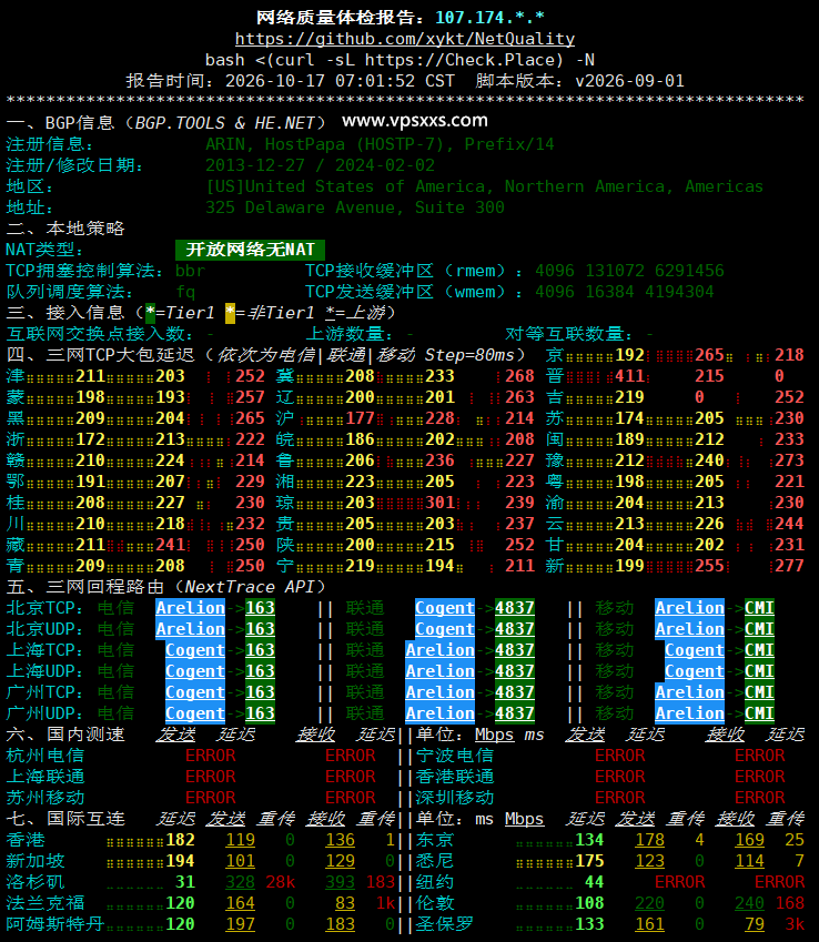 ServerHost美国达拉斯VPS网络质量体检报告