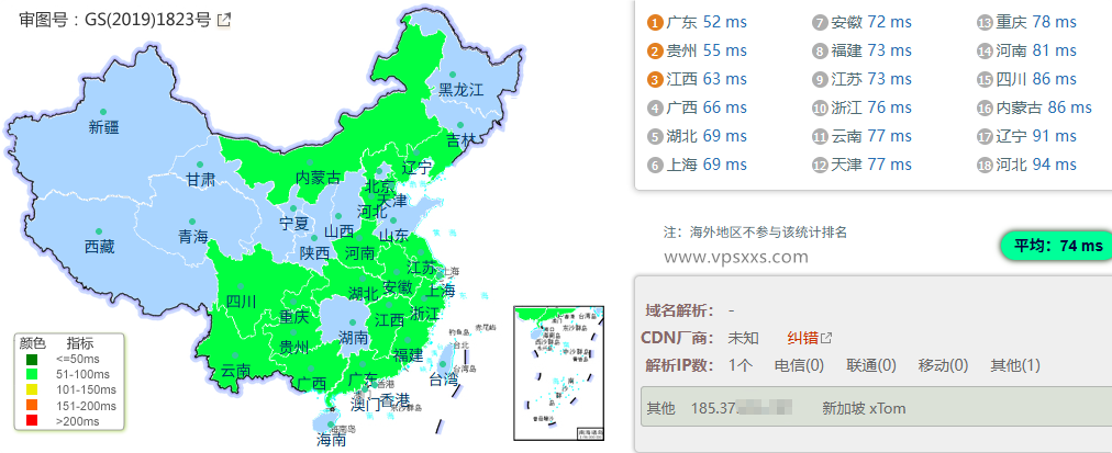 V.PS新加坡高性能VPS到国内的延迟速度测试