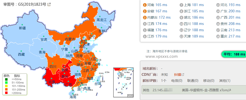 V.PS美国西雅图VPS到国内的延迟速度测试