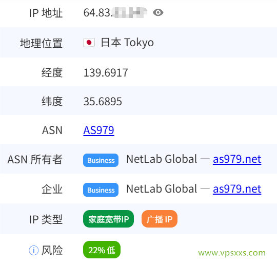 isvoro日本BGP VPS是否住宅IP检测